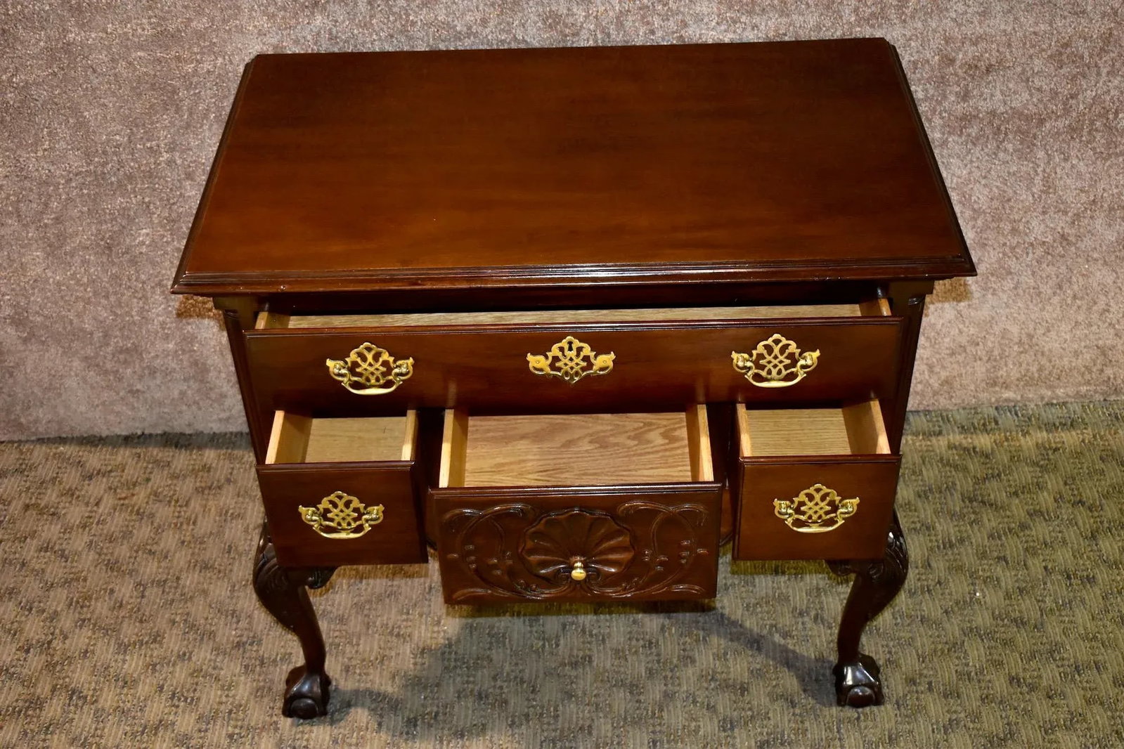 Vintage Chippendale Councill Craftsmen Carved Mahogany Lowboy - 8