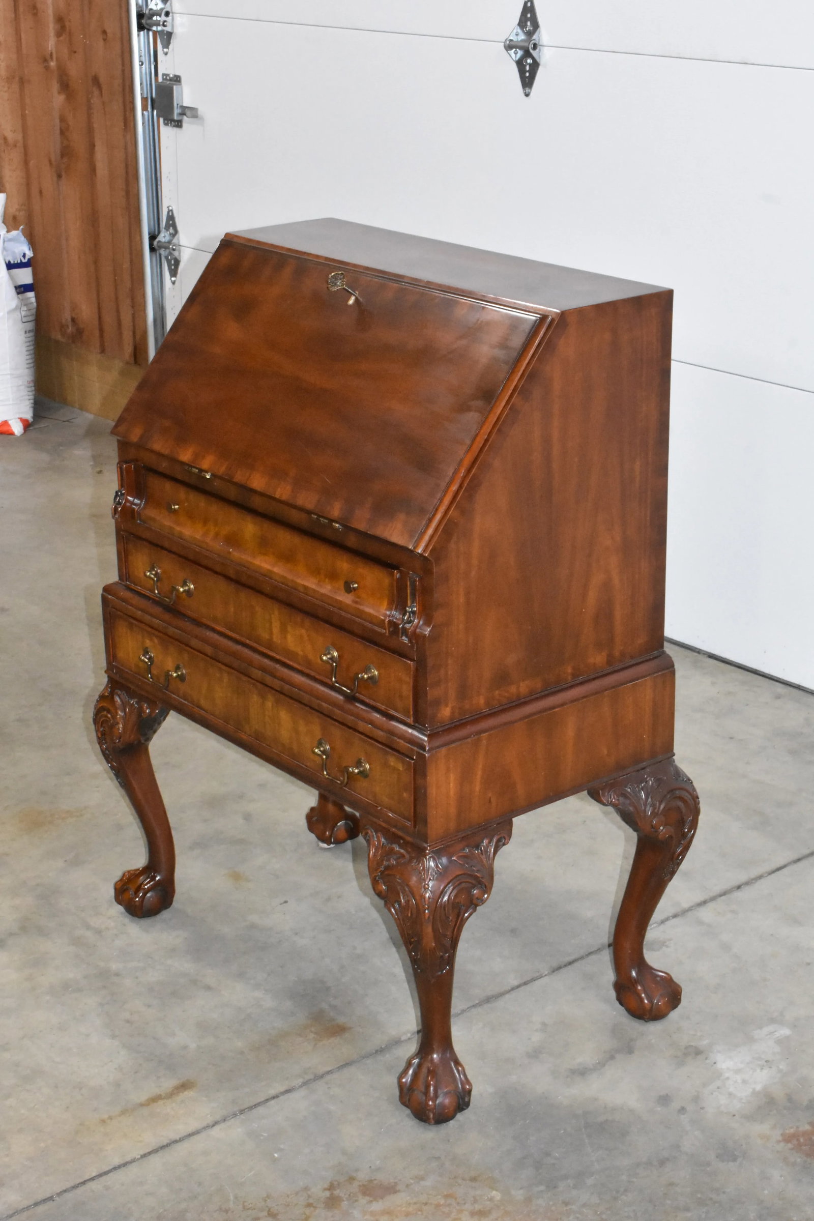 Maitland Smith Crotch Mahogany Ball & Claw Foot Slant Front Secretary - 2