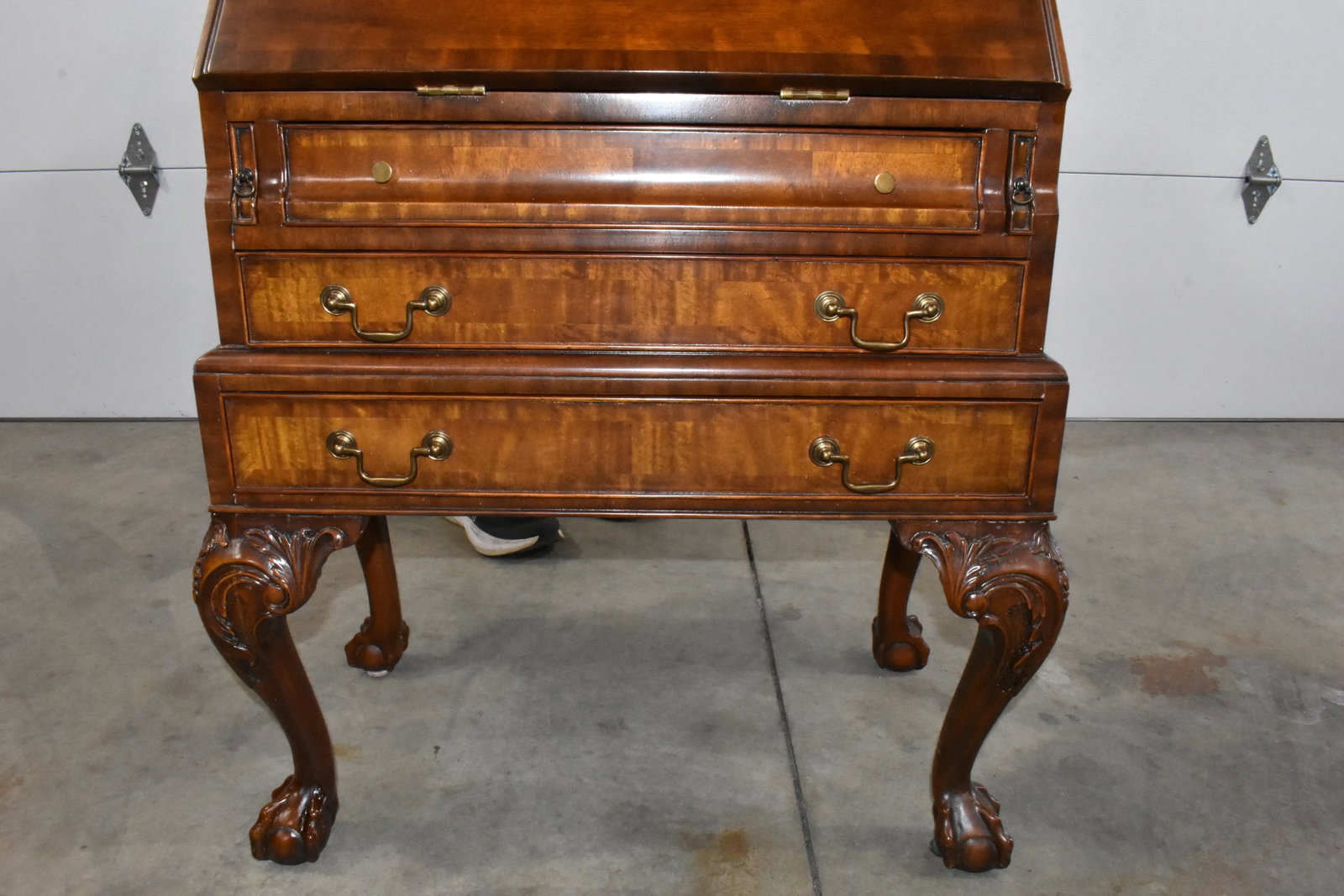 Maitland Smith Crotch Mahogany Ball & Claw Foot Slant Front Secretary - 5