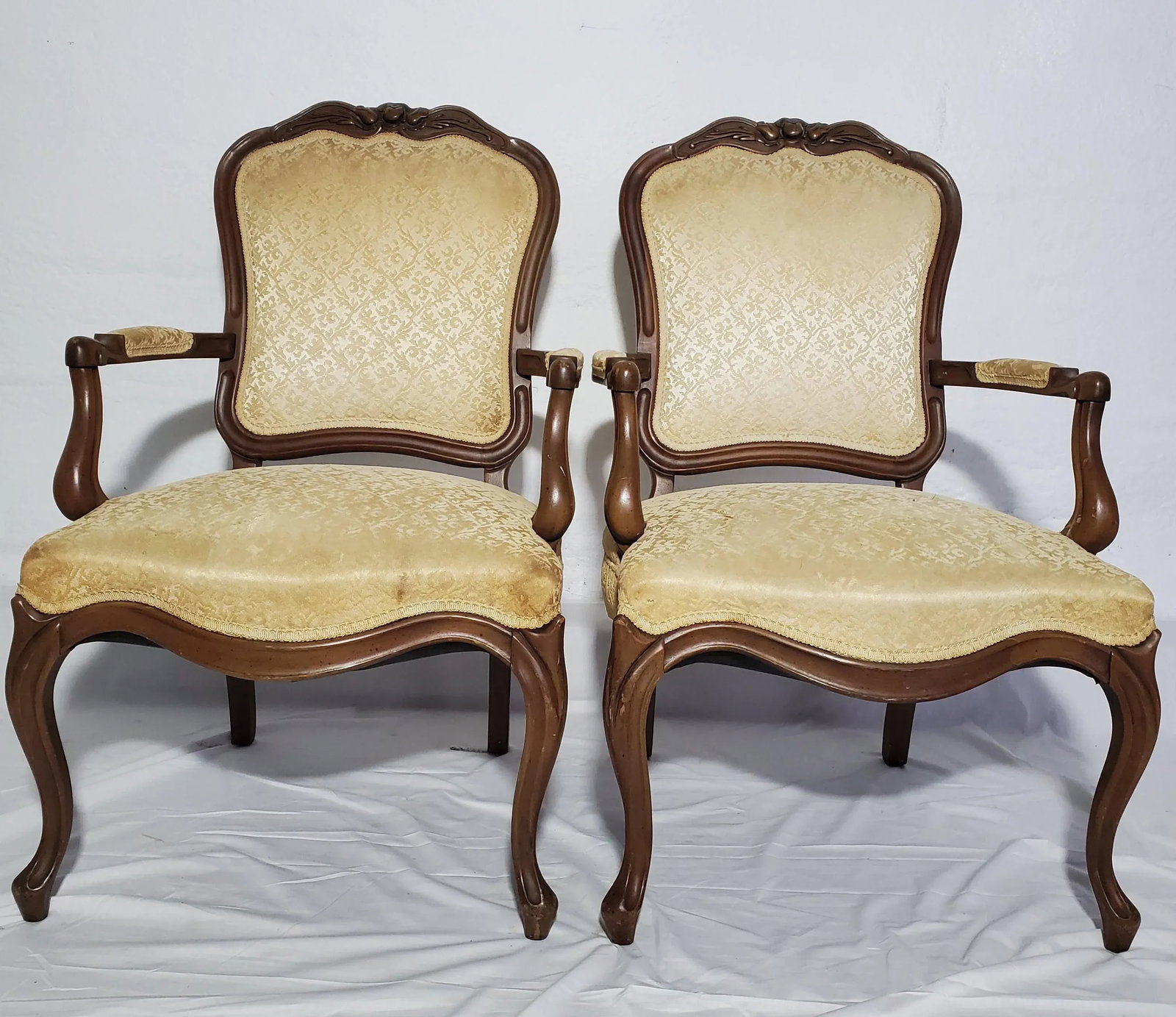 French Style Upholstered Head Dining Chairs - a Pair - 8