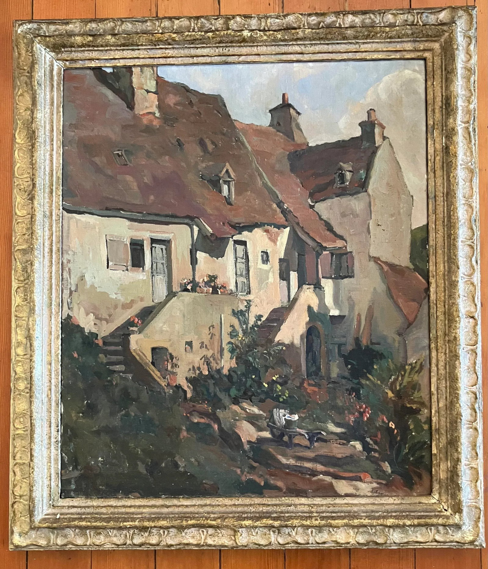 Period French Oil on Canvas, Stone Village Houses, Listed Royal Academy Artist., Framed - 11