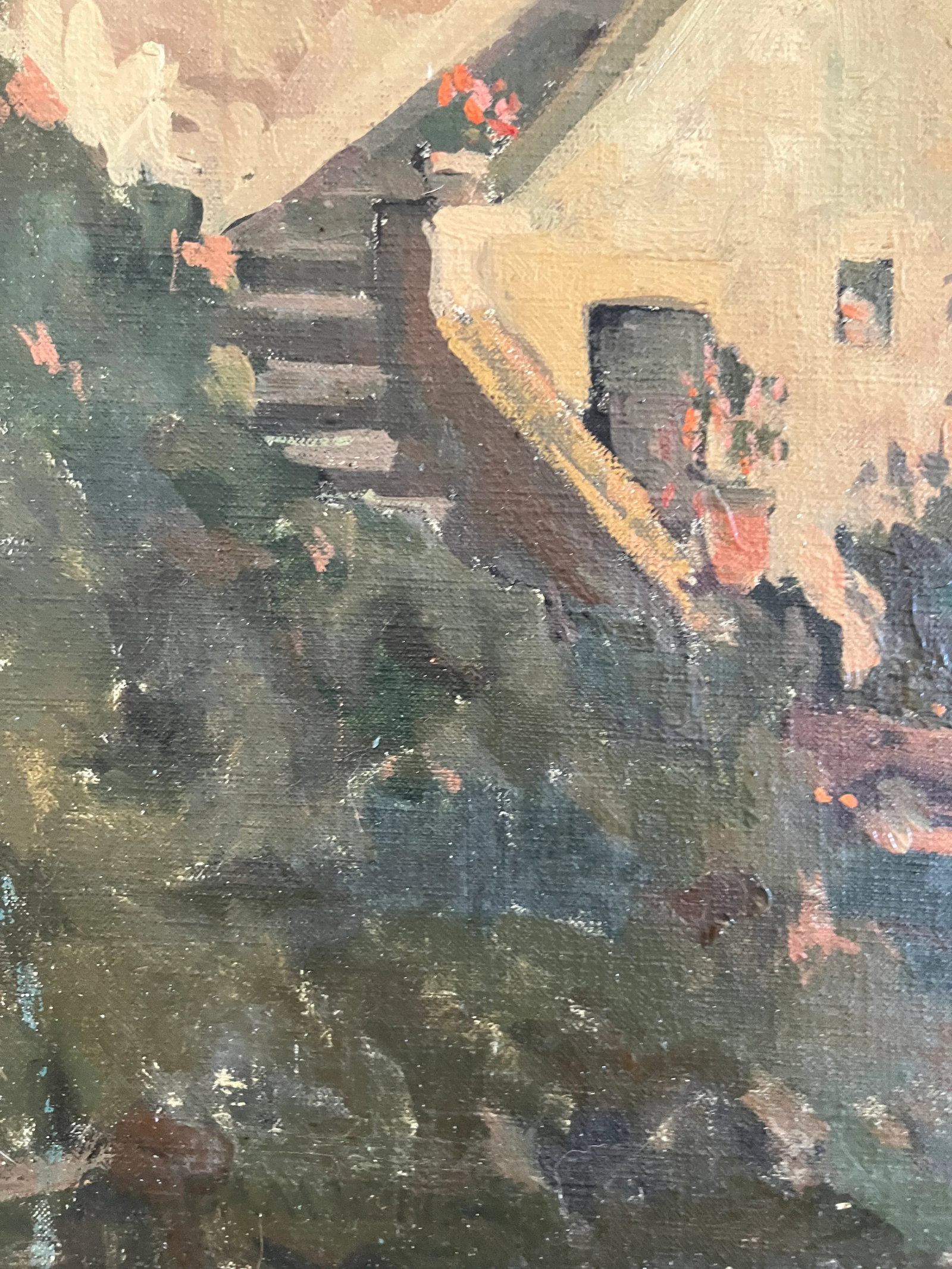 Period French Oil on Canvas, Stone Village Houses, Listed Royal Academy Artist., Framed - 6