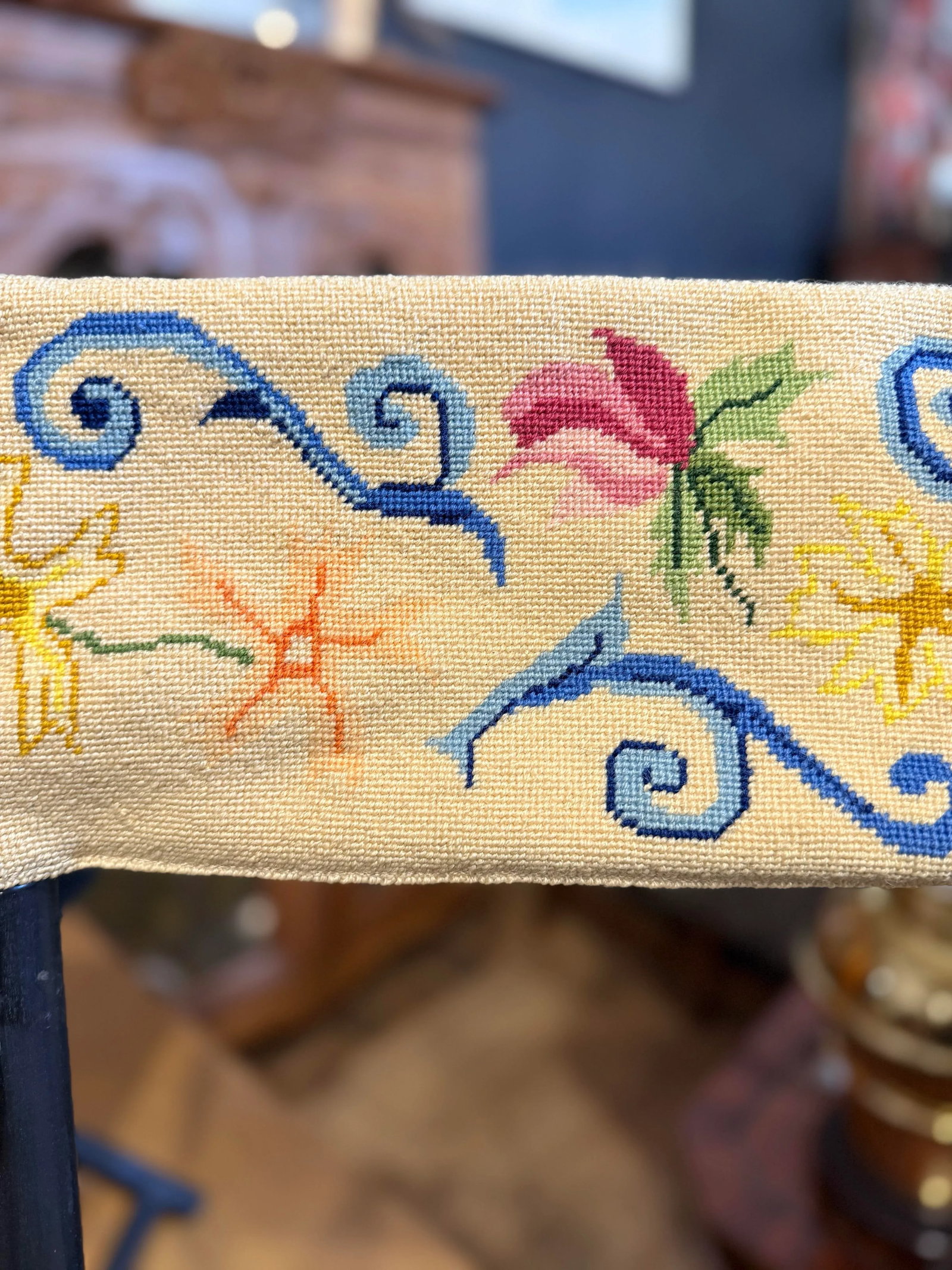 1950s Antique Embroidered Directors Chairs, Near Pair - 6