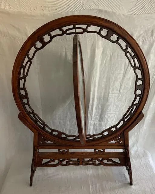 Antique Chinese Double-Sided Embroidered In-Display Rosewood Stand - 5