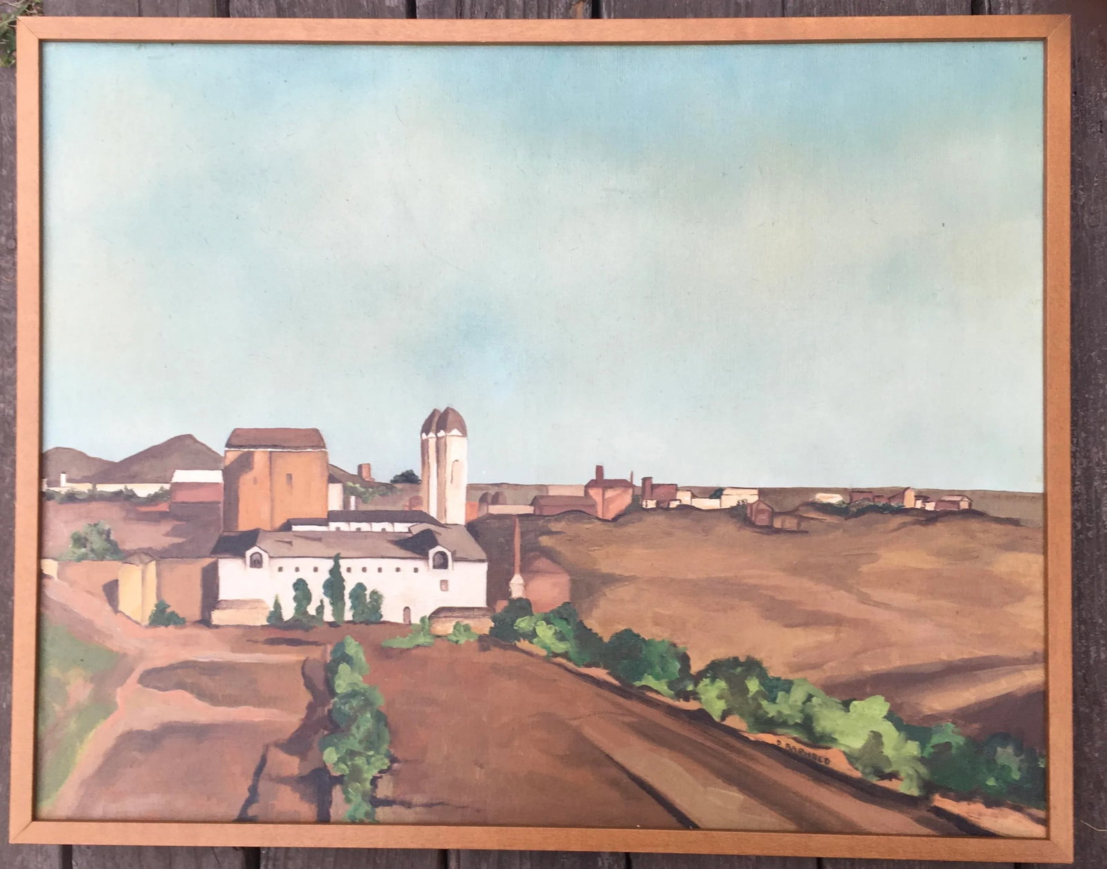 Italian Tuscan Landscape by Listed California American Artist Armando Marchergiani, Framed. - 2