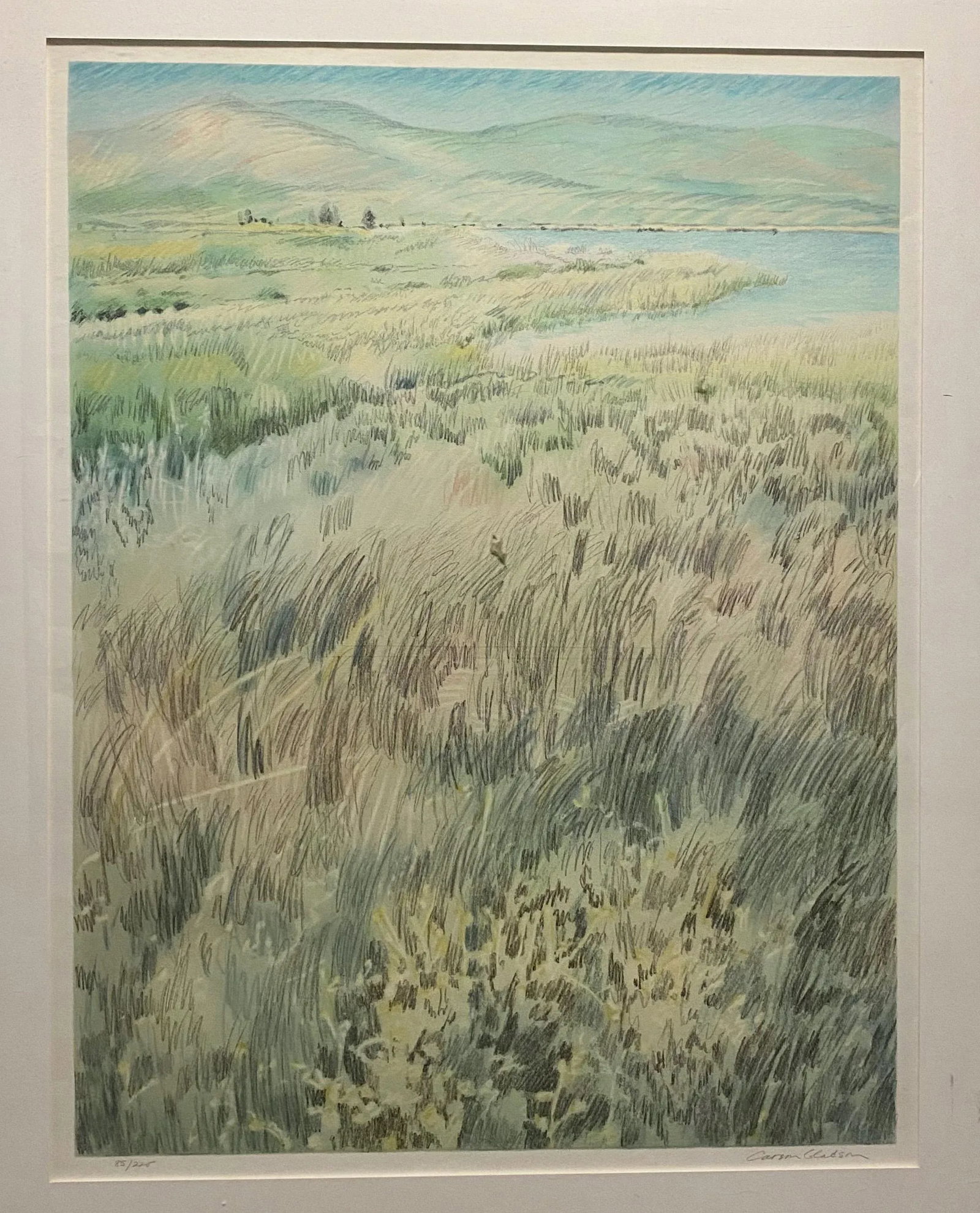 Carson Gladson Large Landscape on Paper, 1980s - Framed - 2