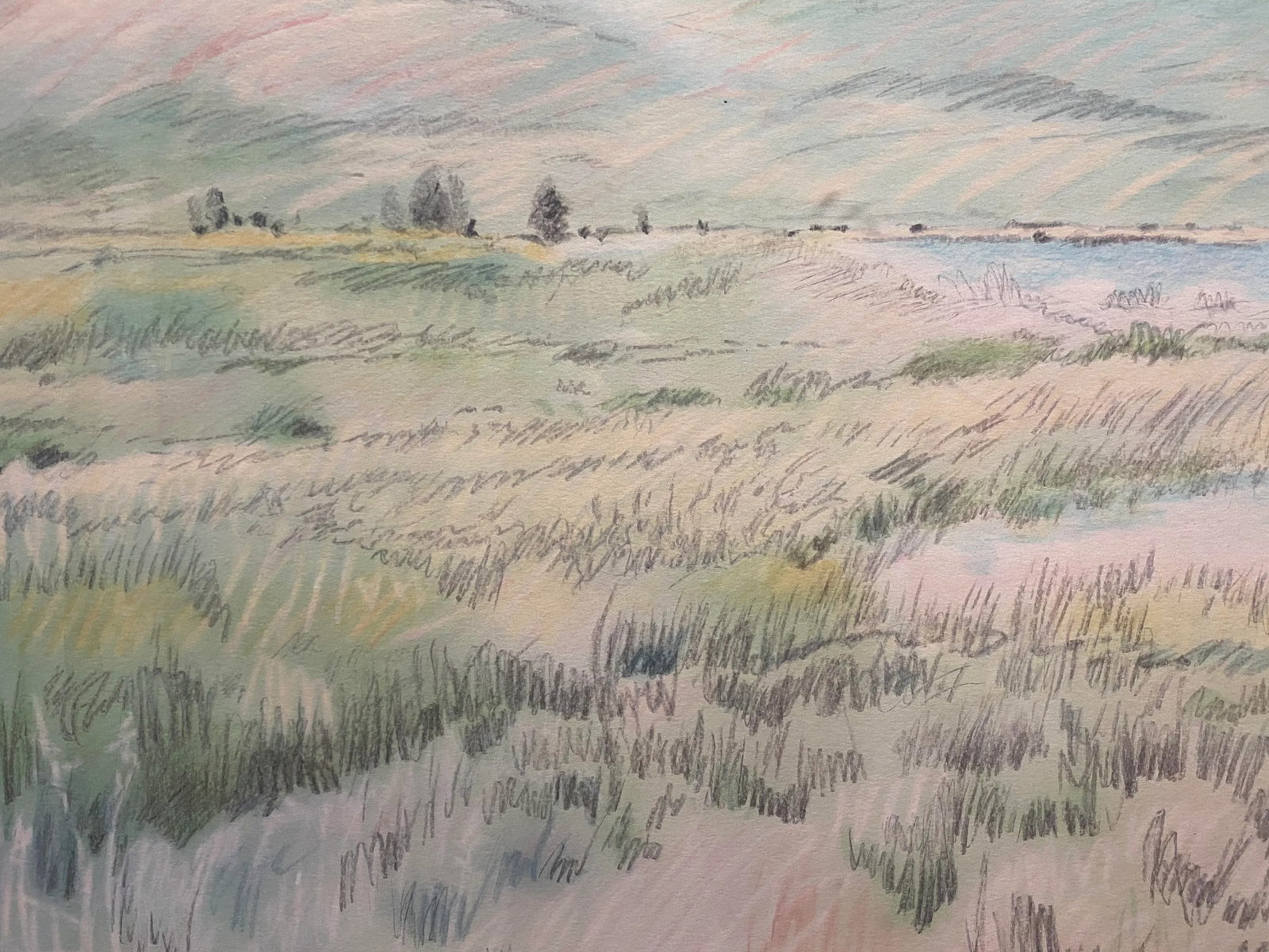 Carson Gladson Large Landscape on Paper, 1980s - Framed - 3