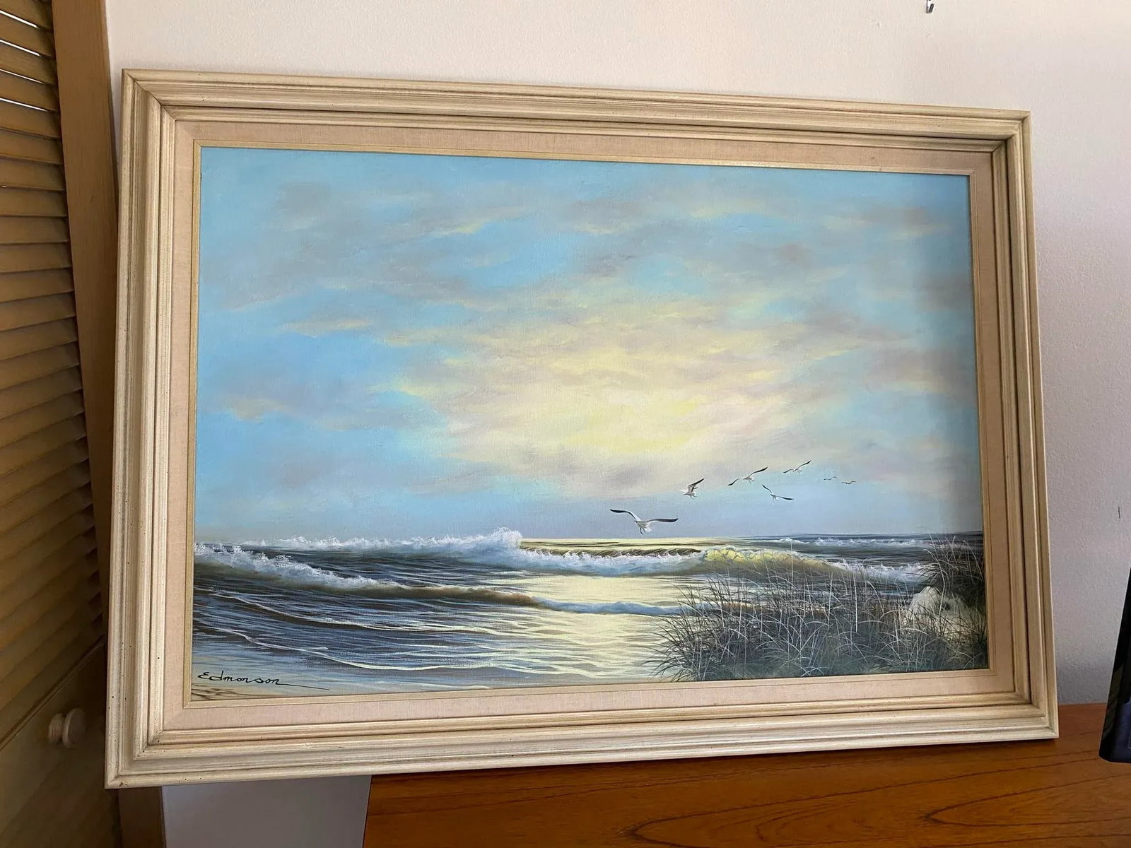 Vintage Large Coastal 1970's Seascape Oil Painting, Framed - 2