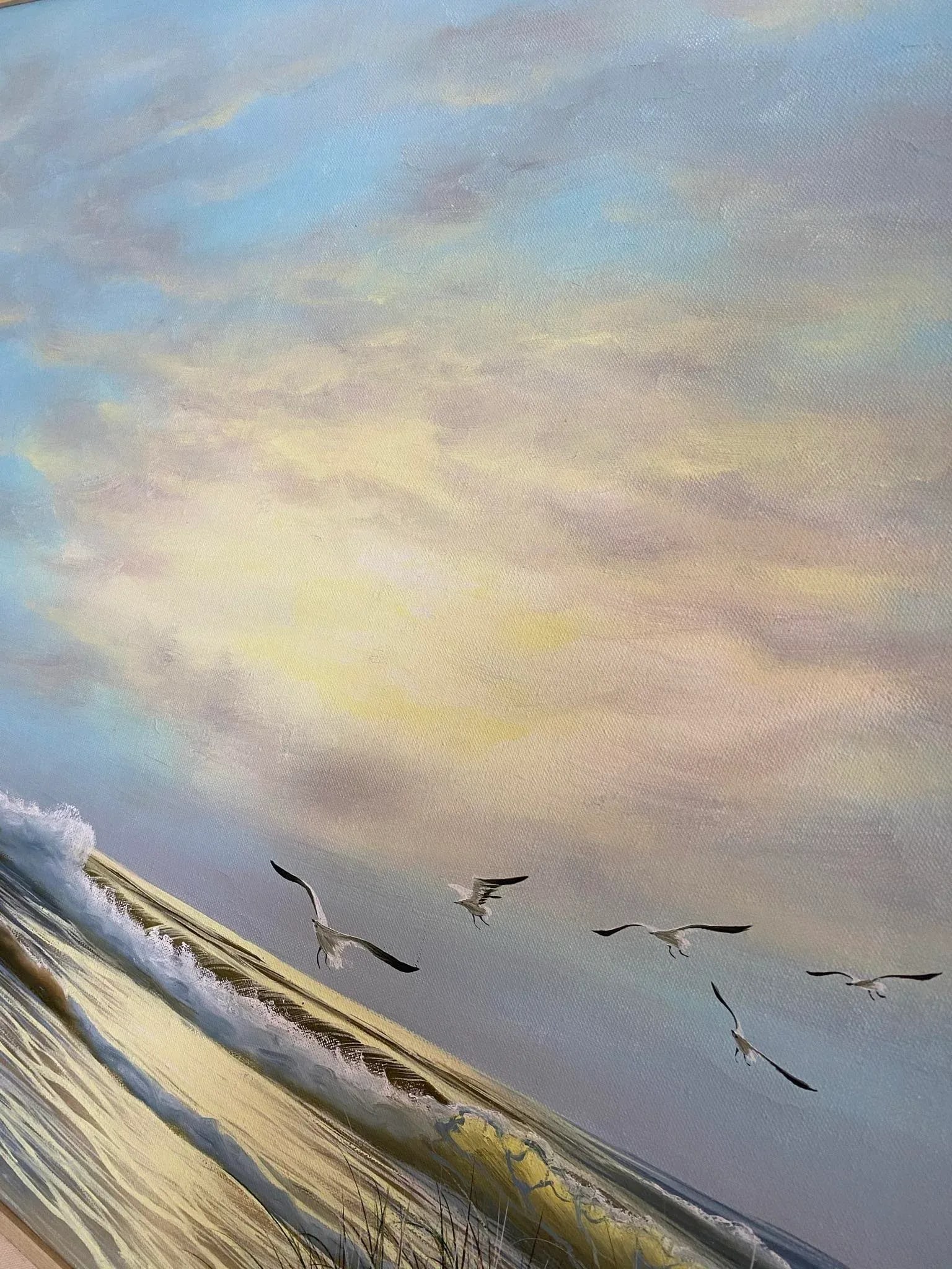 Vintage Large Coastal 1970's Seascape Oil Painting, Framed - 3