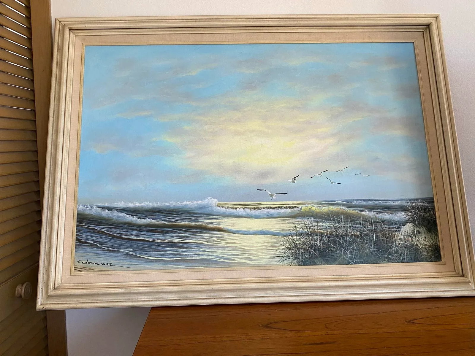 Vintage Large Coastal 1970's Seascape Oil Painting, Framed - 4