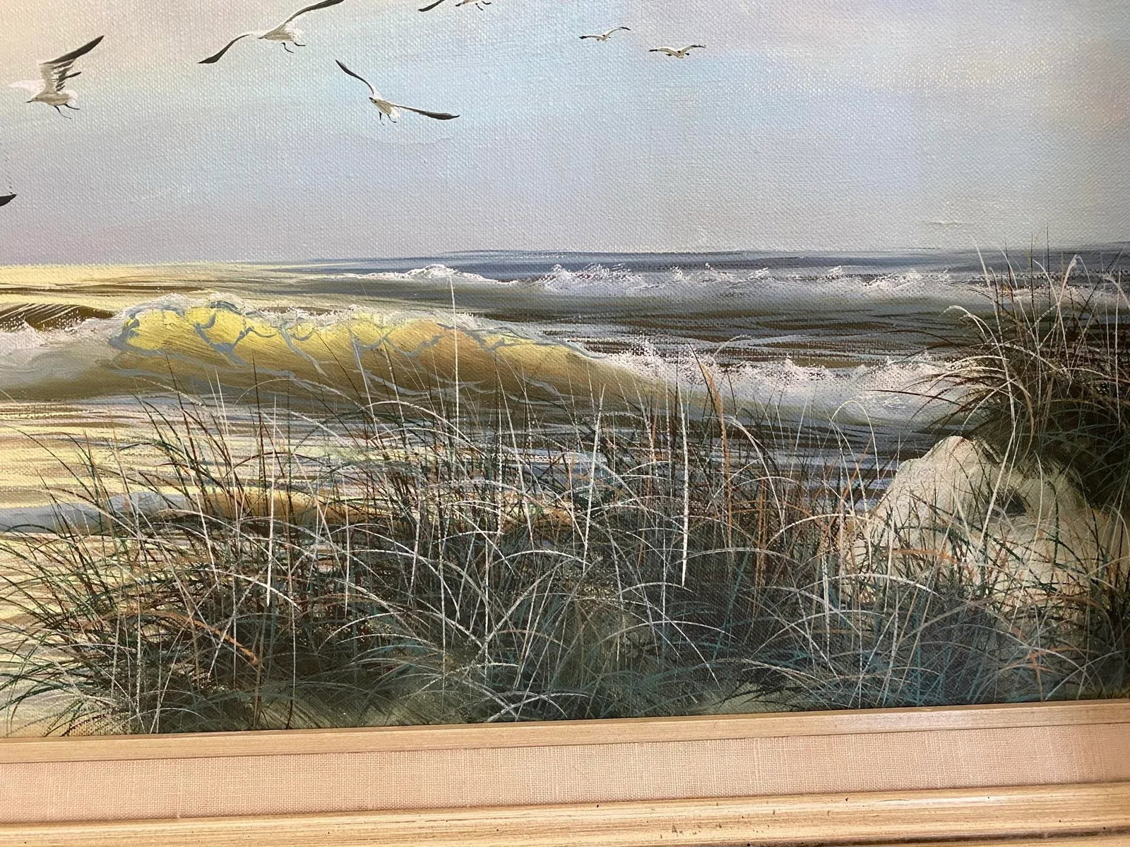 Vintage Large Coastal 1970's Seascape Oil Painting, Framed - 5