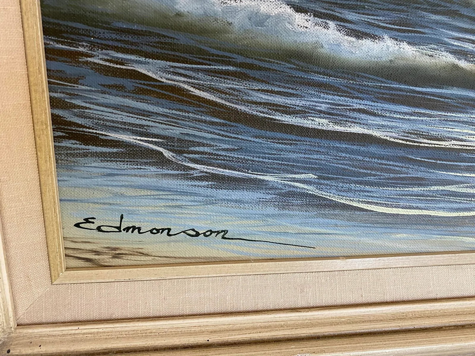 Vintage Large Coastal 1970's Seascape Oil Painting, Framed - 6