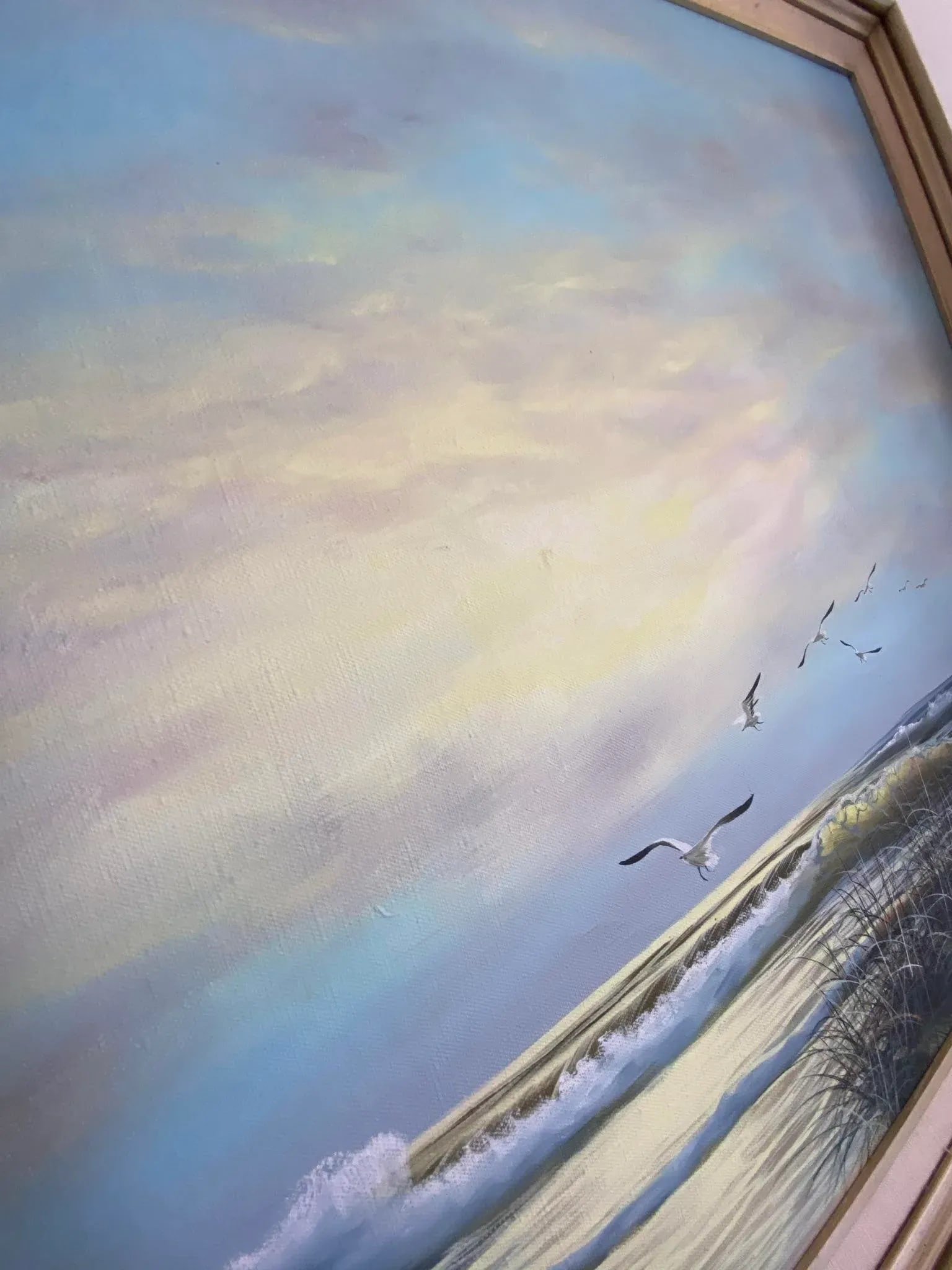 Vintage Large Coastal 1970's Seascape Oil Painting, Framed - 7