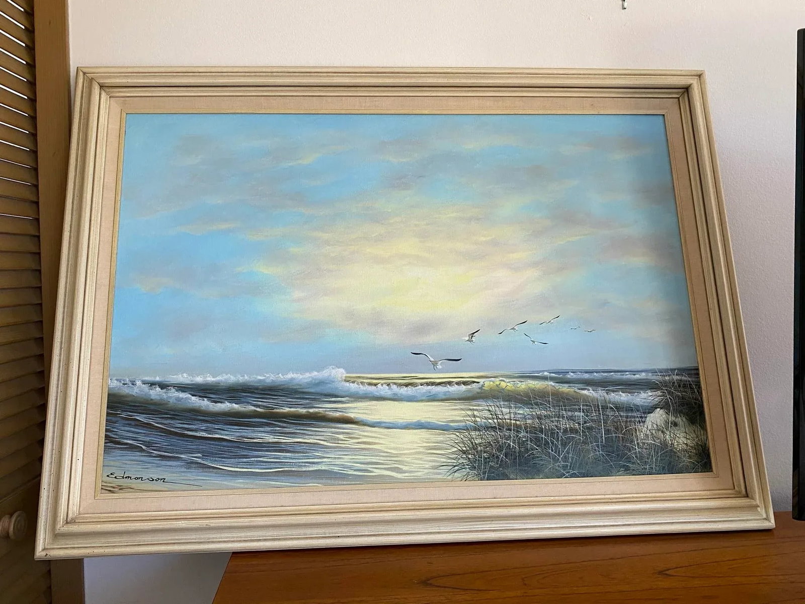 Vintage Large Coastal 1970's Seascape Oil Painting, Framed - 8