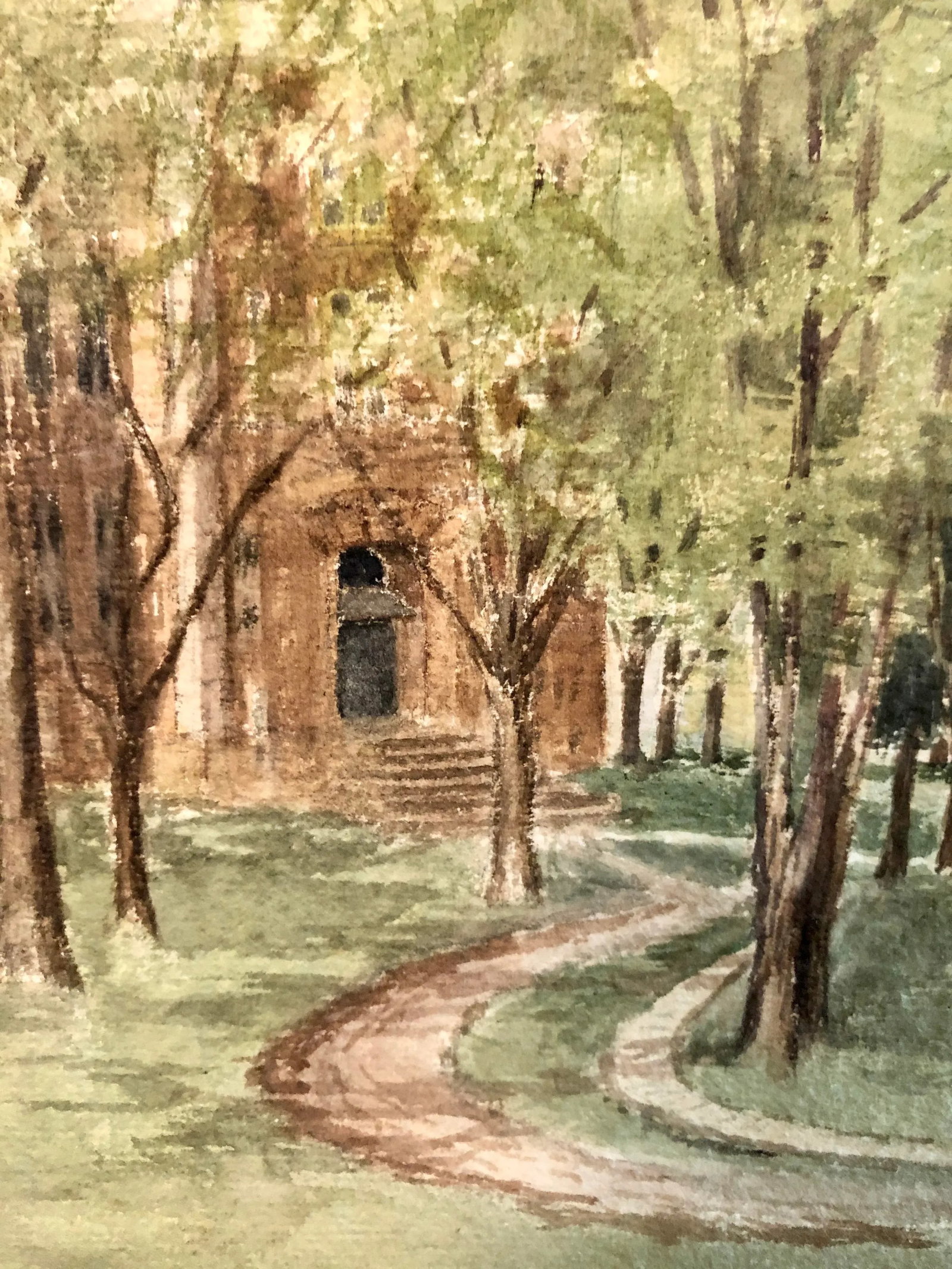 Watercolor 1906 'Country Lane' Art by Realist E.Swain - 2
