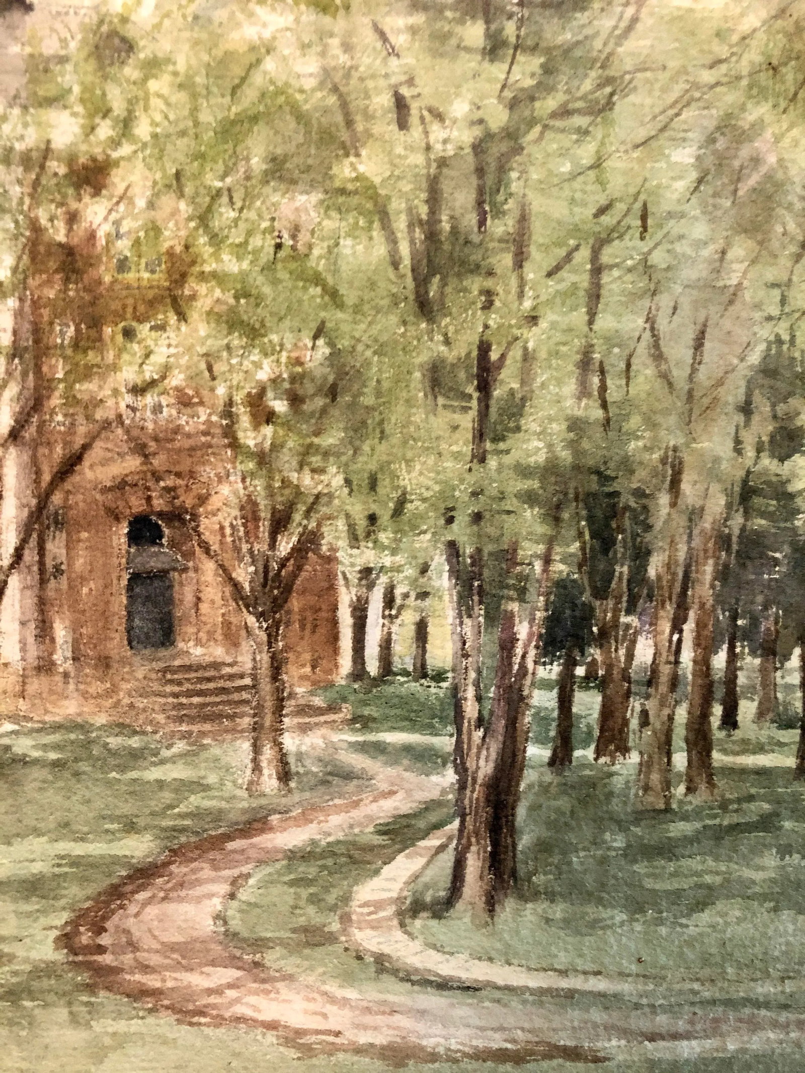 Watercolor 1906 'Country Lane' Art by Realist E.Swain - 4