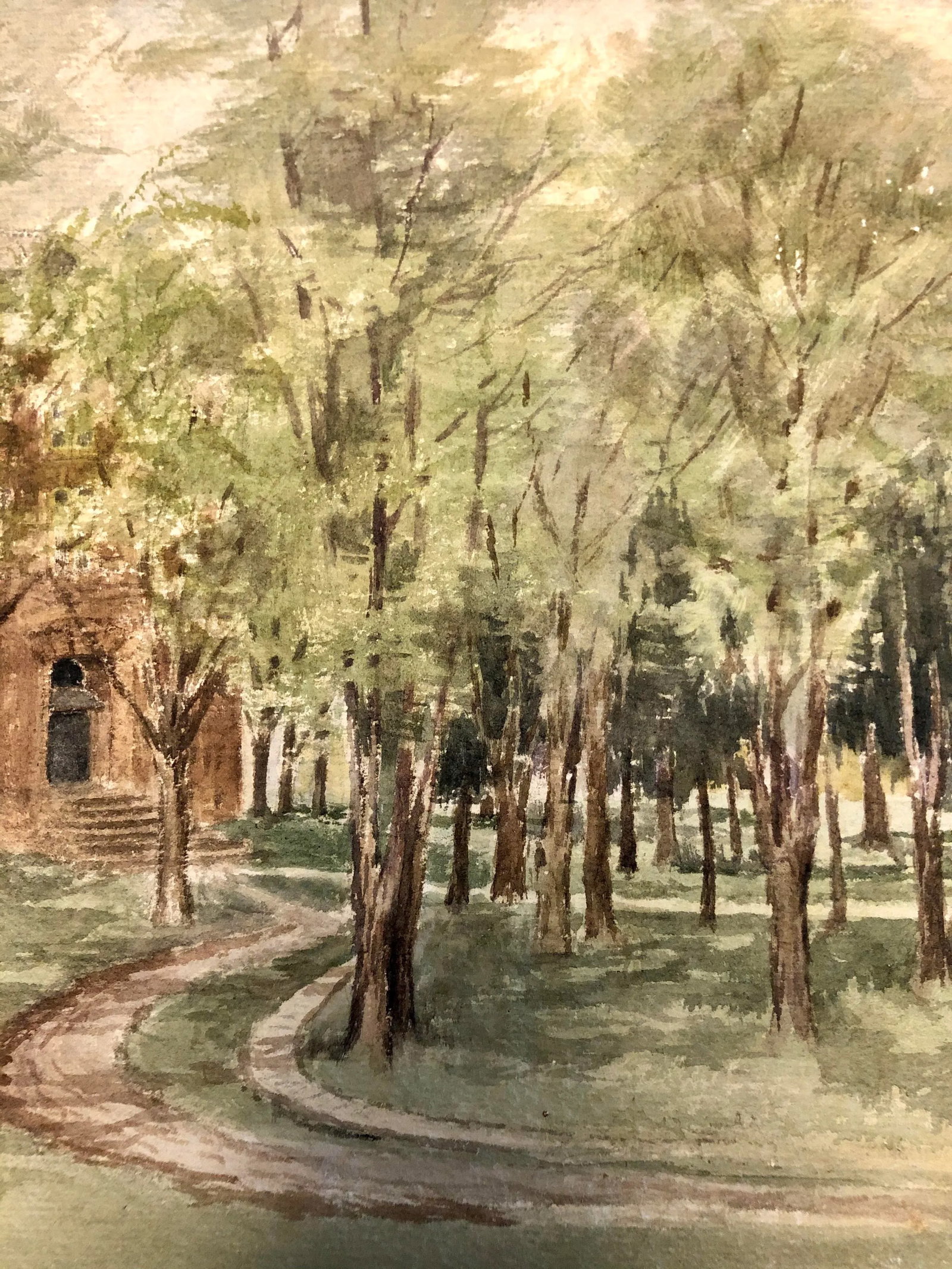 Watercolor 1906 'Country Lane' Art by Realist E.Swain - 5