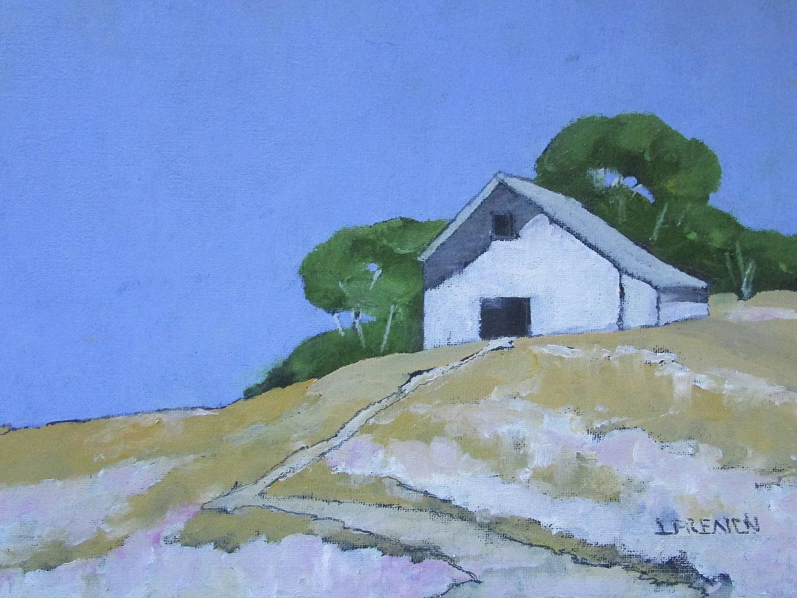 Santa Maria Barn Art Lynne French California Landscape Oil Painting 9x12 - 4
