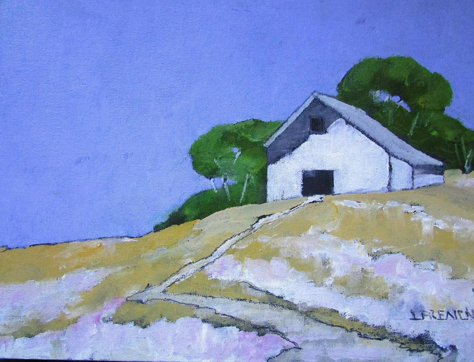 Santa Maria Barn Art Lynne French California Landscape Oil Painting 9x12 - 5
