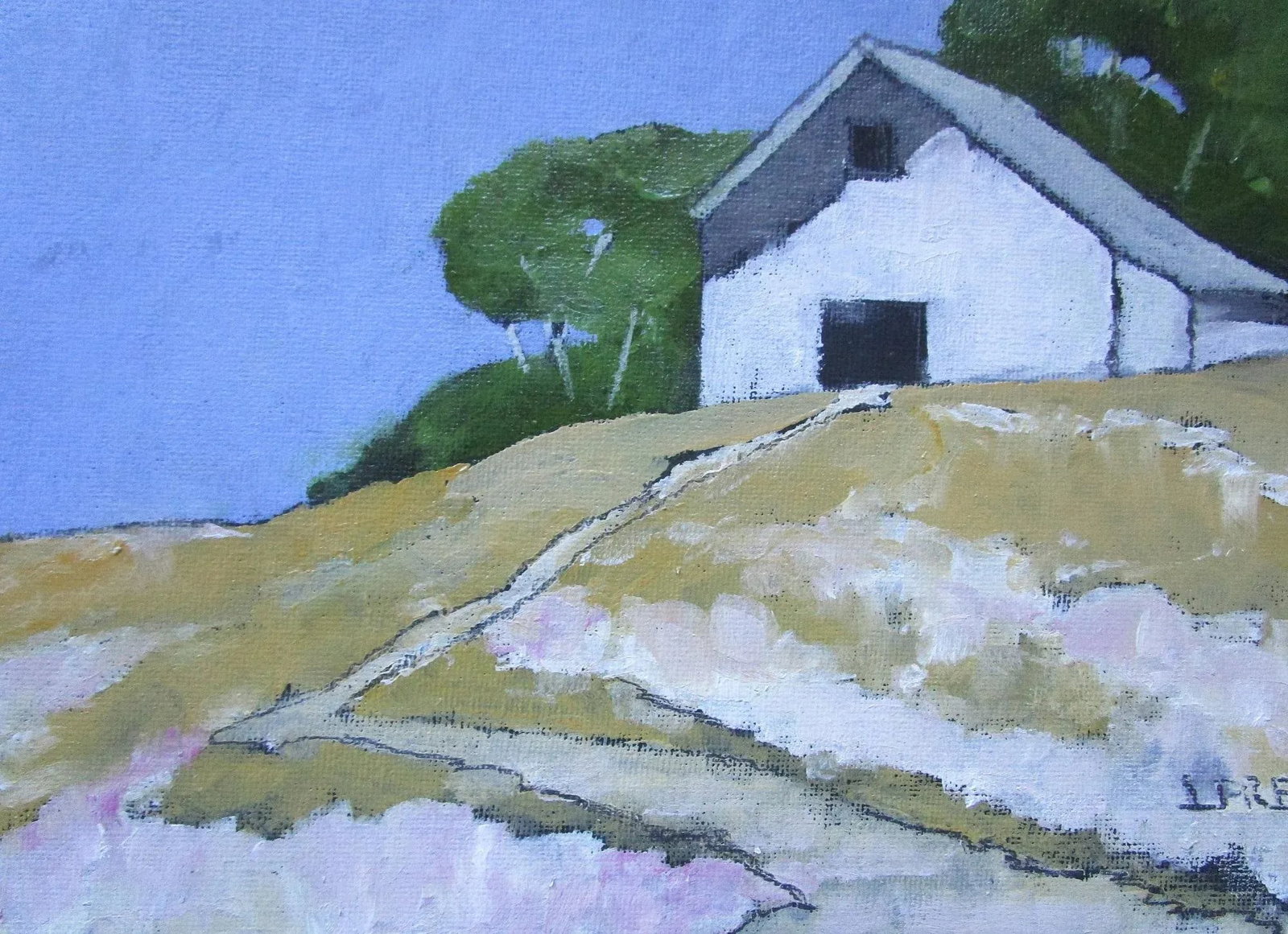 Santa Maria Barn Art Lynne French California Landscape Oil Painting 9x12 - 6