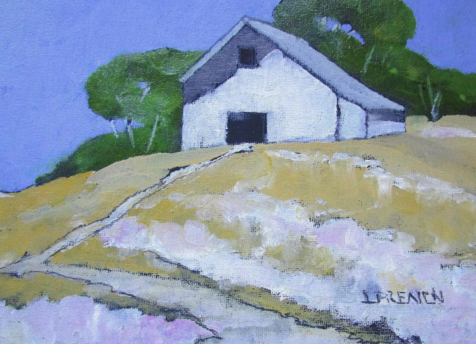 Santa Maria Barn Art Lynne French California Landscape Oil Painting 9x12 - 7