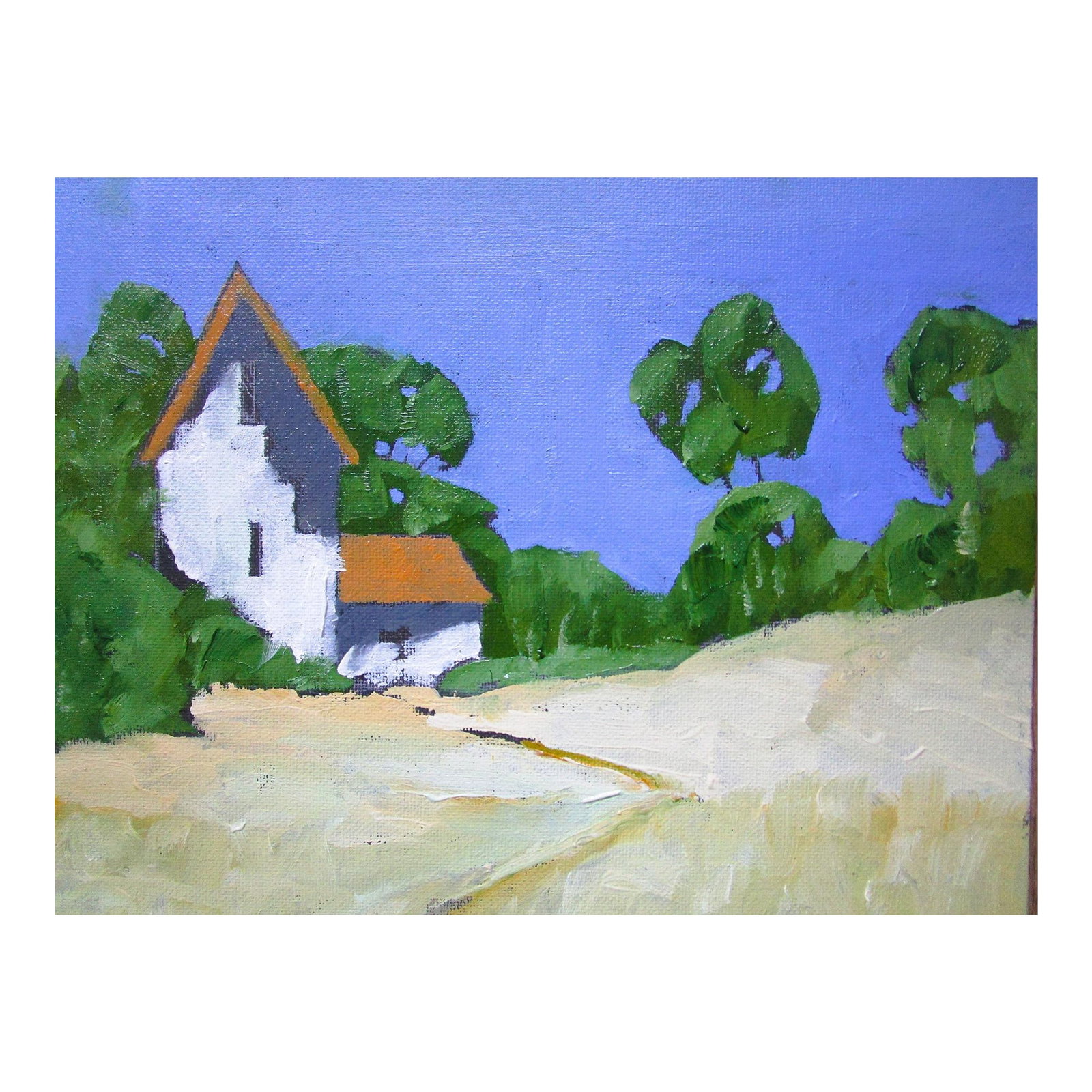 Calistoga Farmhouse Lynne French California Landscape Art Oil Painting 8x10: Calistoga Farmhouse California art landscape oil painting by Lynne French. The signed original painting measures 8x10 inches on a prepared, archival canvas board and is not framed. The painting is ric