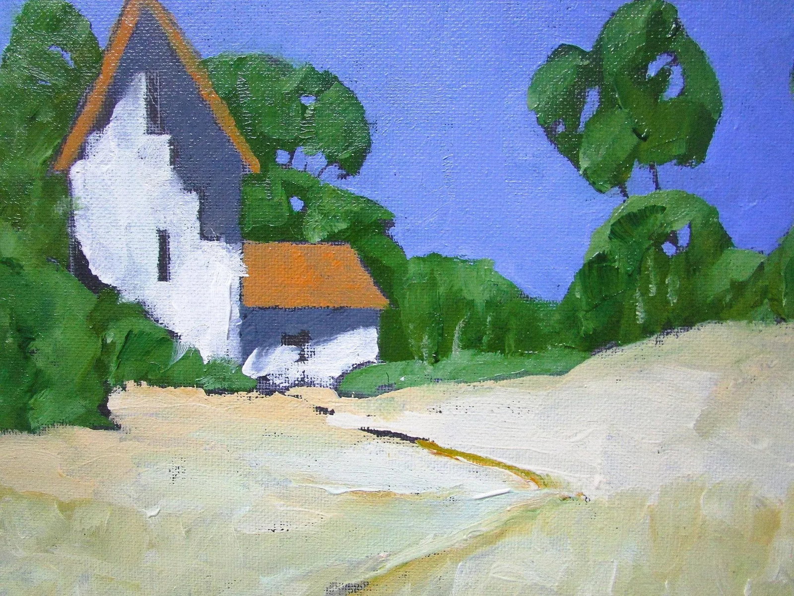 Calistoga Farmhouse Lynne French California Landscape Art Oil Painting 8x10 - 2
