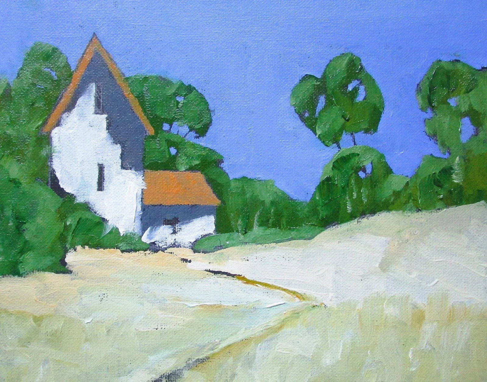 Calistoga Farmhouse Lynne French California Landscape Art Oil Painting 8x10 - 3
