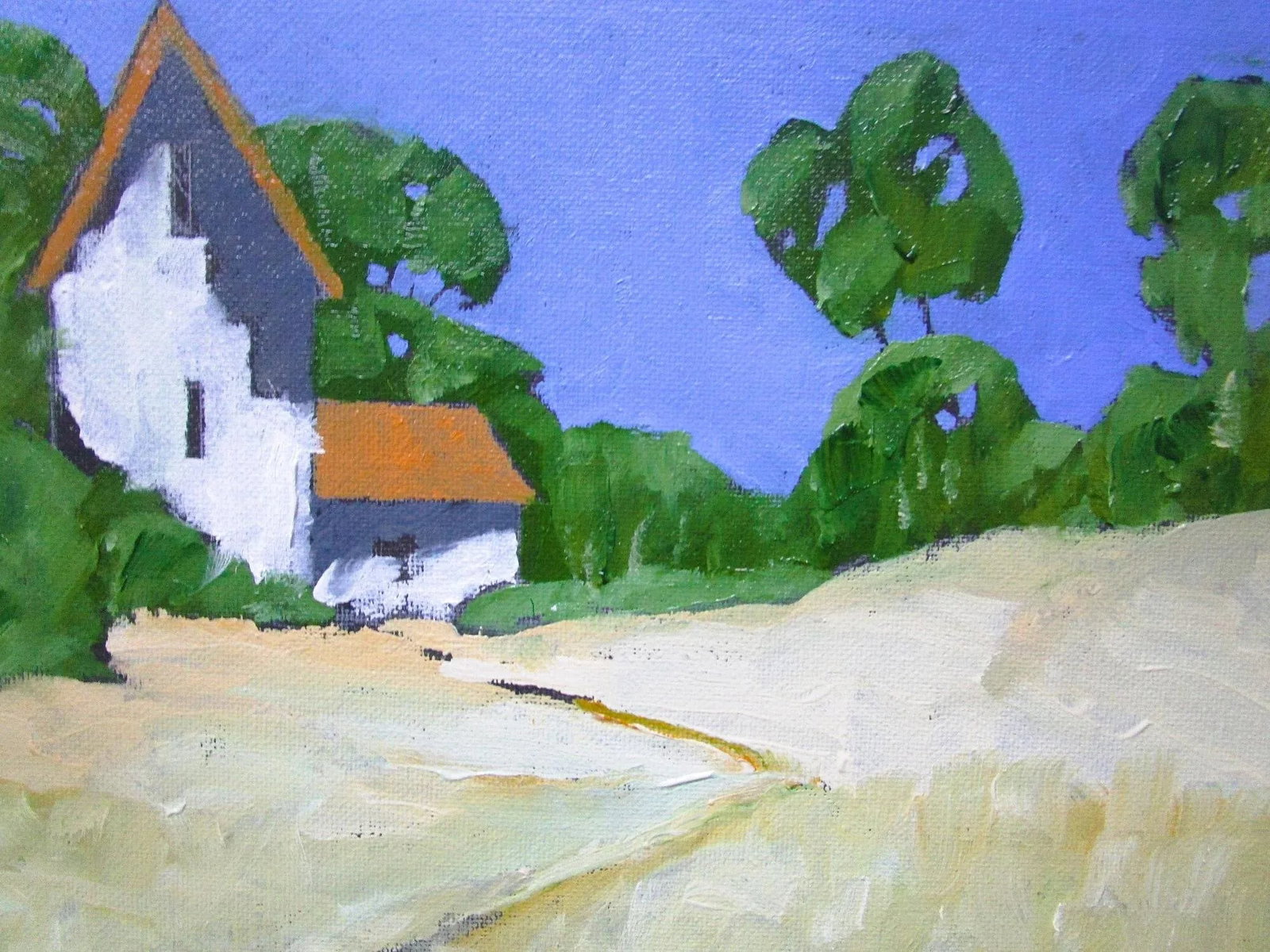 Calistoga Farmhouse Lynne French California Landscape Art Oil Painting 8x10 - 4