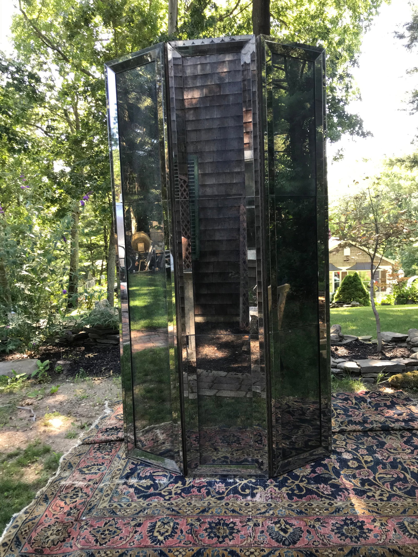 Mid-Century Modern Three Paneled Mirrored Screen - 11