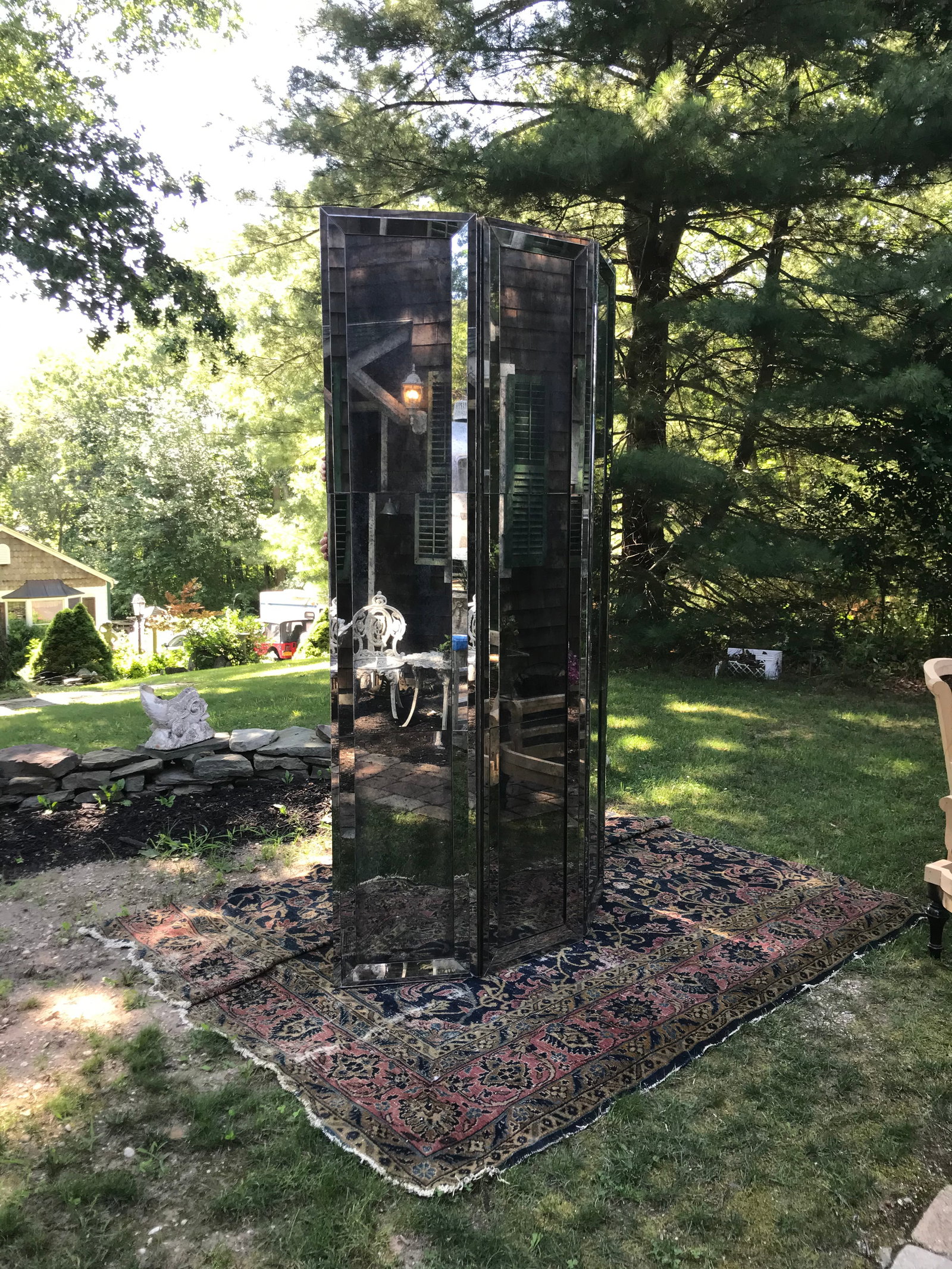 Mid-Century Modern Three Paneled Mirrored Screen - 5