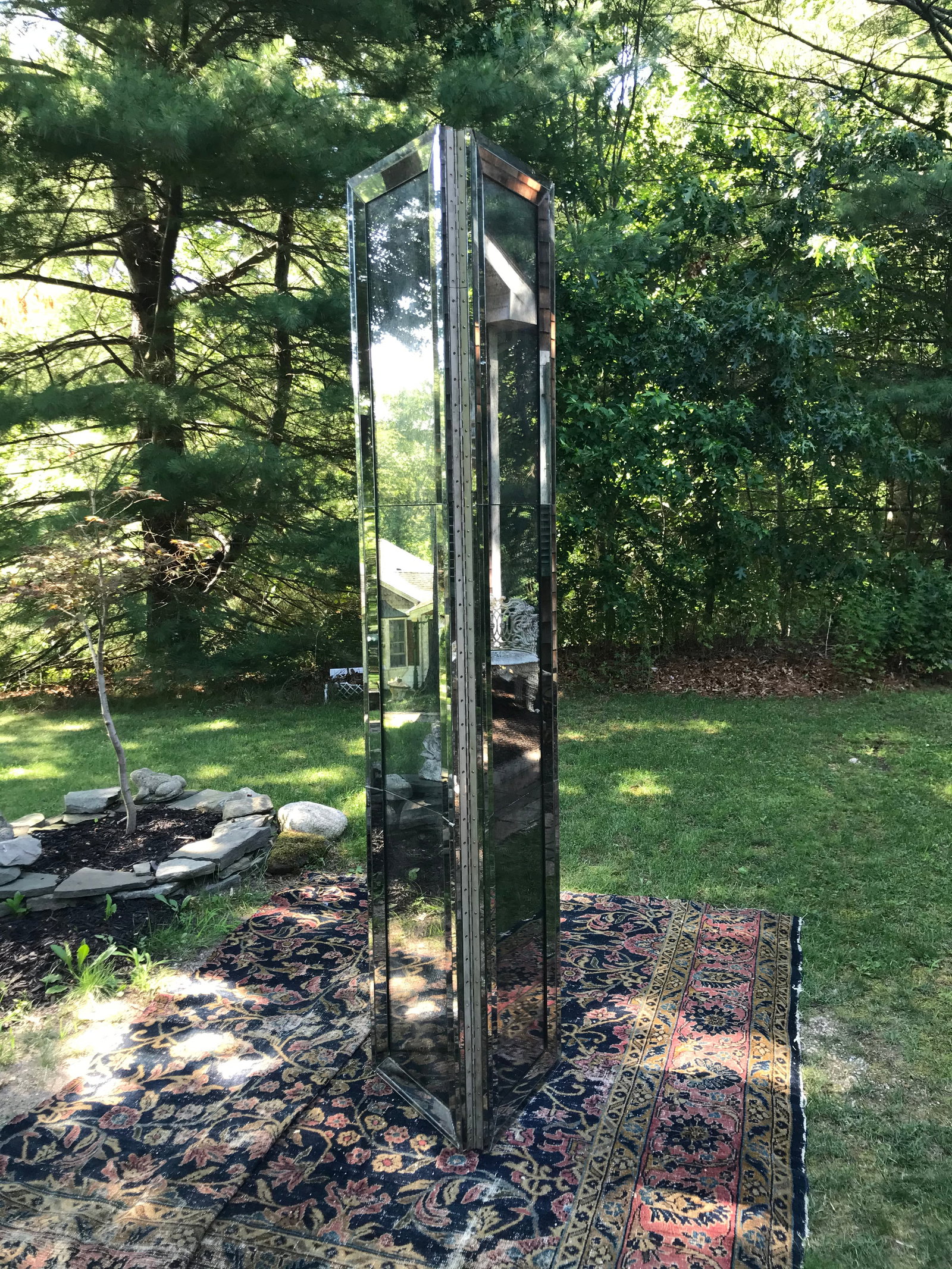 Mid-Century Modern Three Paneled Mirrored Screen - 6