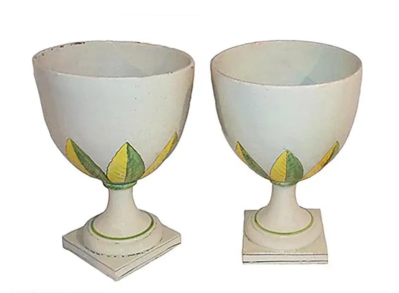 Italian Majolica Planters Mid Century - A Pair - 3