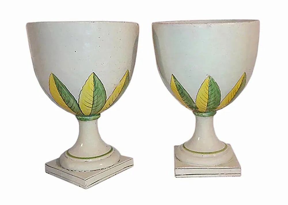 Italian Majolica Planters Mid Century - A Pair - 4