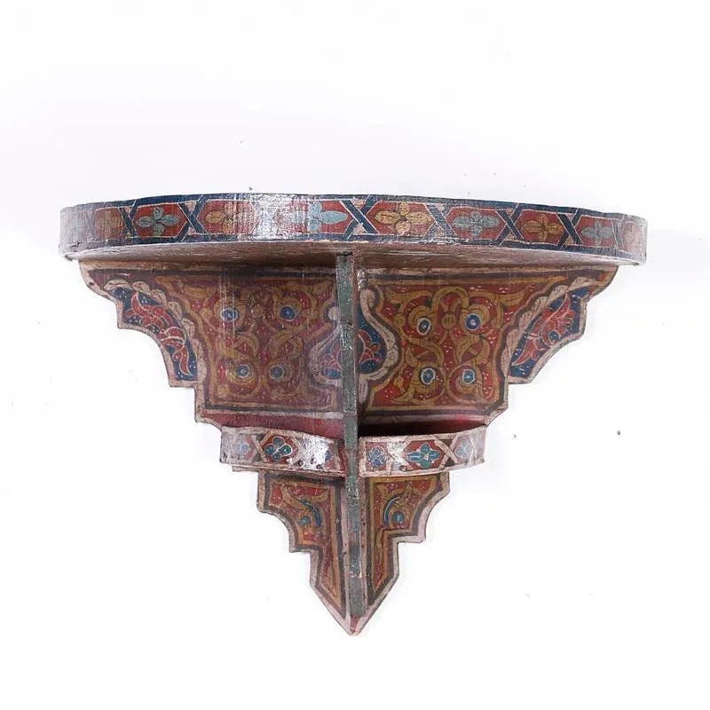 Early 20th Century Moroccan Painted Wall Shelf or Bracket - 2