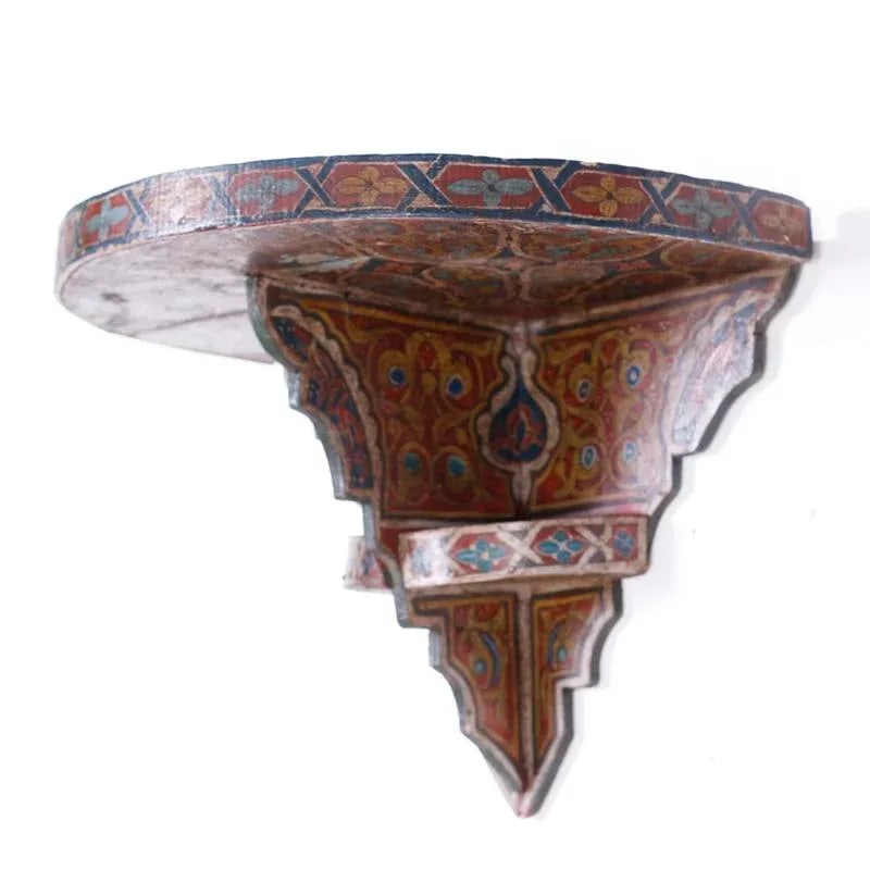 Early 20th Century Moroccan Painted Wall Shelf or Bracket - 3