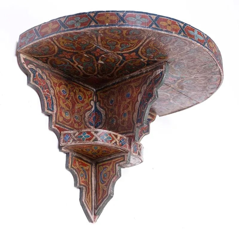 Early 20th Century Moroccan Painted Wall Shelf or Bracket - 4