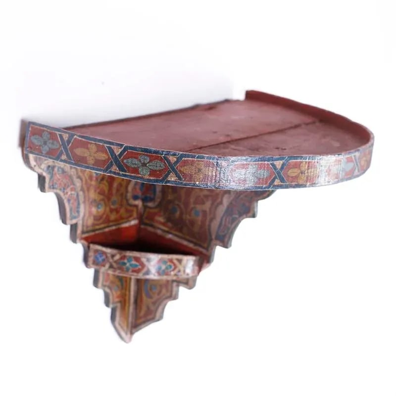 Early 20th Century Moroccan Painted Wall Shelf or Bracket - 5