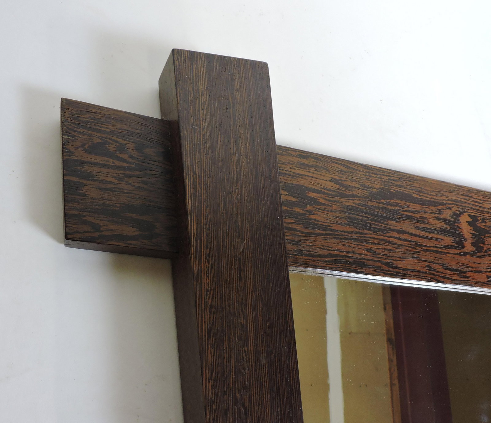 Modern Memphis Style Zebra Wood Asymmetrical Wall Mirror - 2