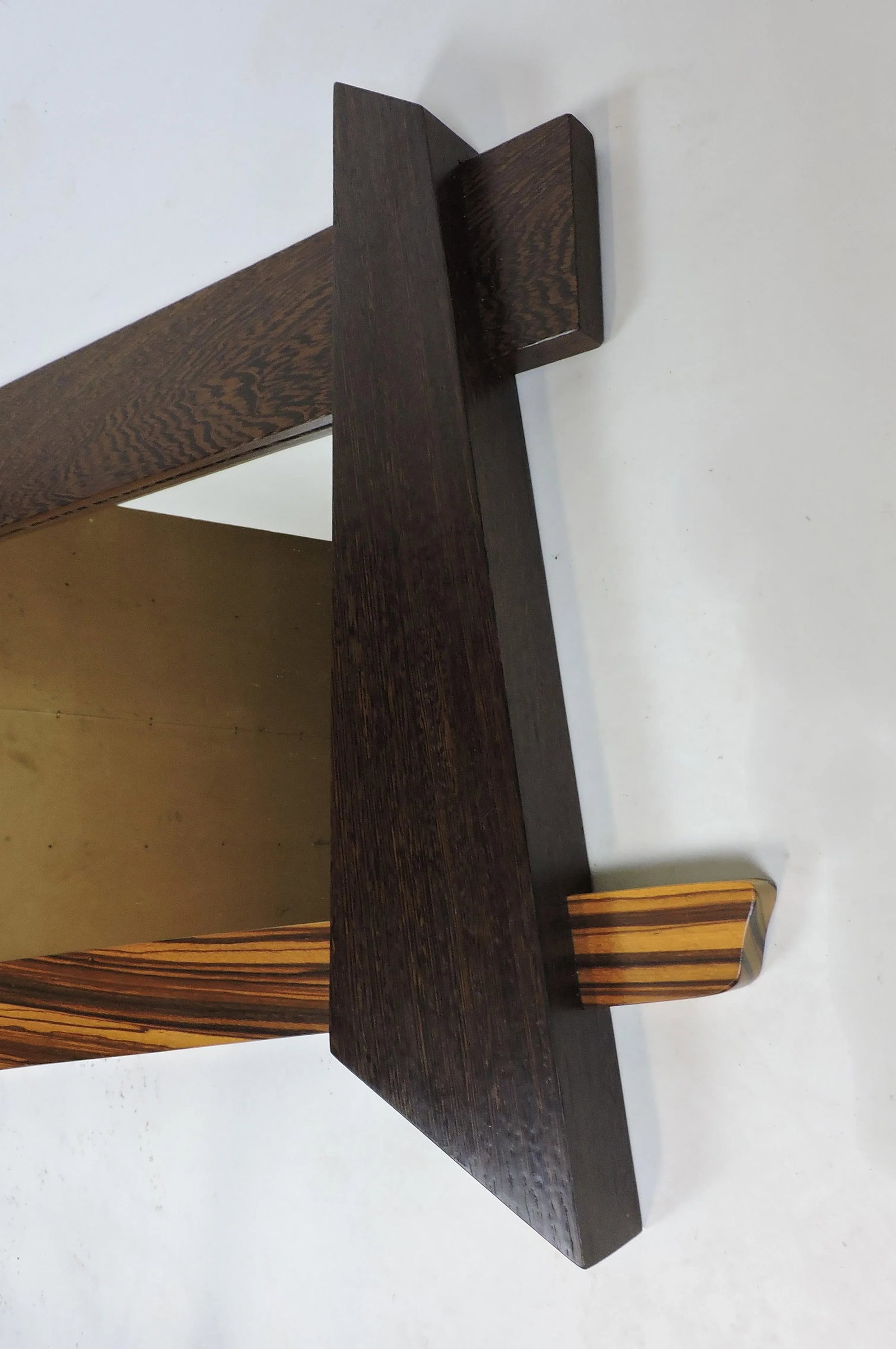 Modern Memphis Style Zebra Wood Asymmetrical Wall Mirror - 6