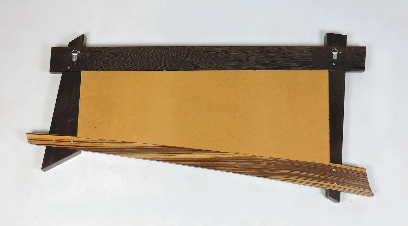 Modern Memphis Style Zebra Wood Asymmetrical Wall Mirror - 7