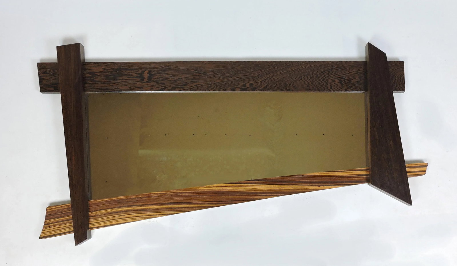 Modern Memphis Style Zebra Wood Asymmetrical Wall Mirror - 8
