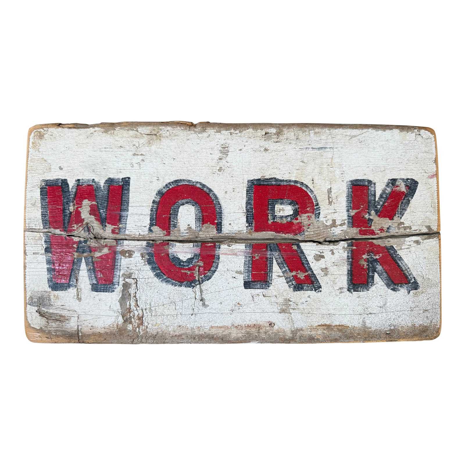 Antique Vintage Work Wood Handmade Sign Red Blue: Original Vintage hand painted WORK sign perfect for decor and signage with hanging hook on back. 17x9x1.5" Condition: Alterations: Original Condition Unaltered Imperfections: Some Imperfections Condit