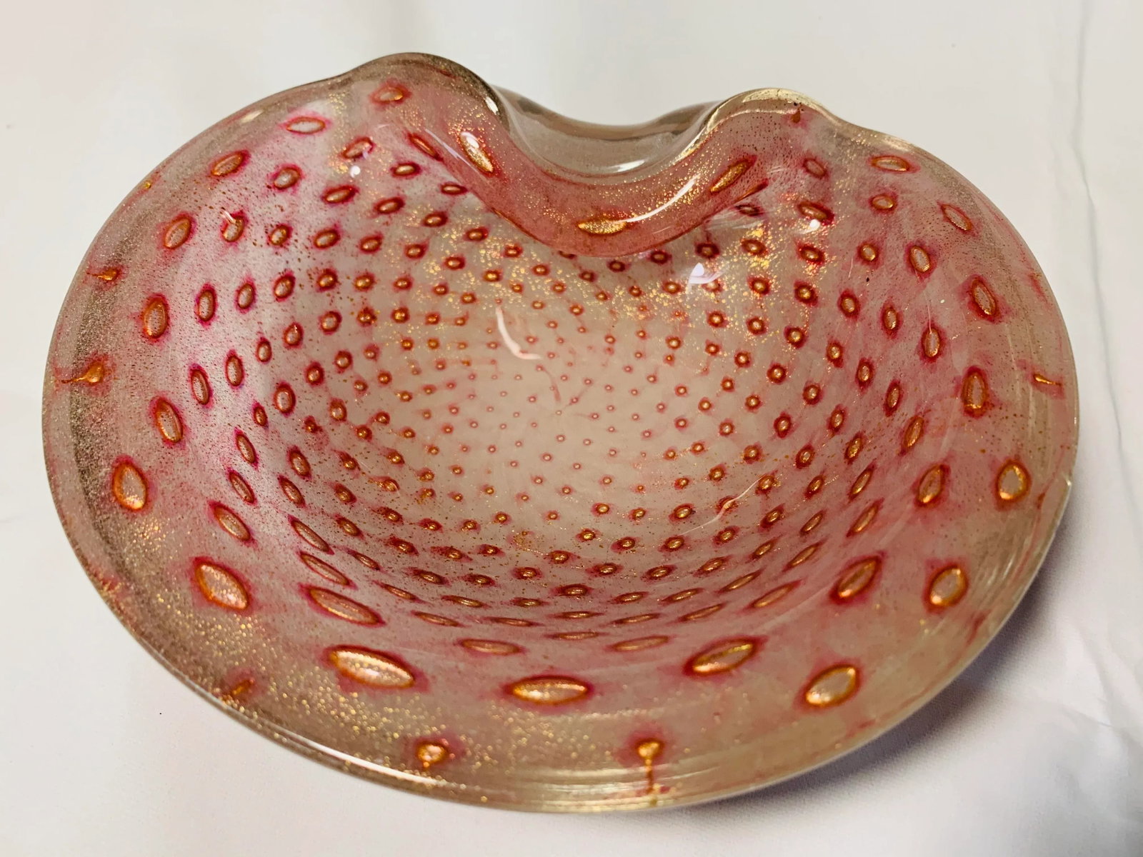 1950s Murano Bullicante Gold Fleck Art Glass Dish by Barbini for Seguso - 13