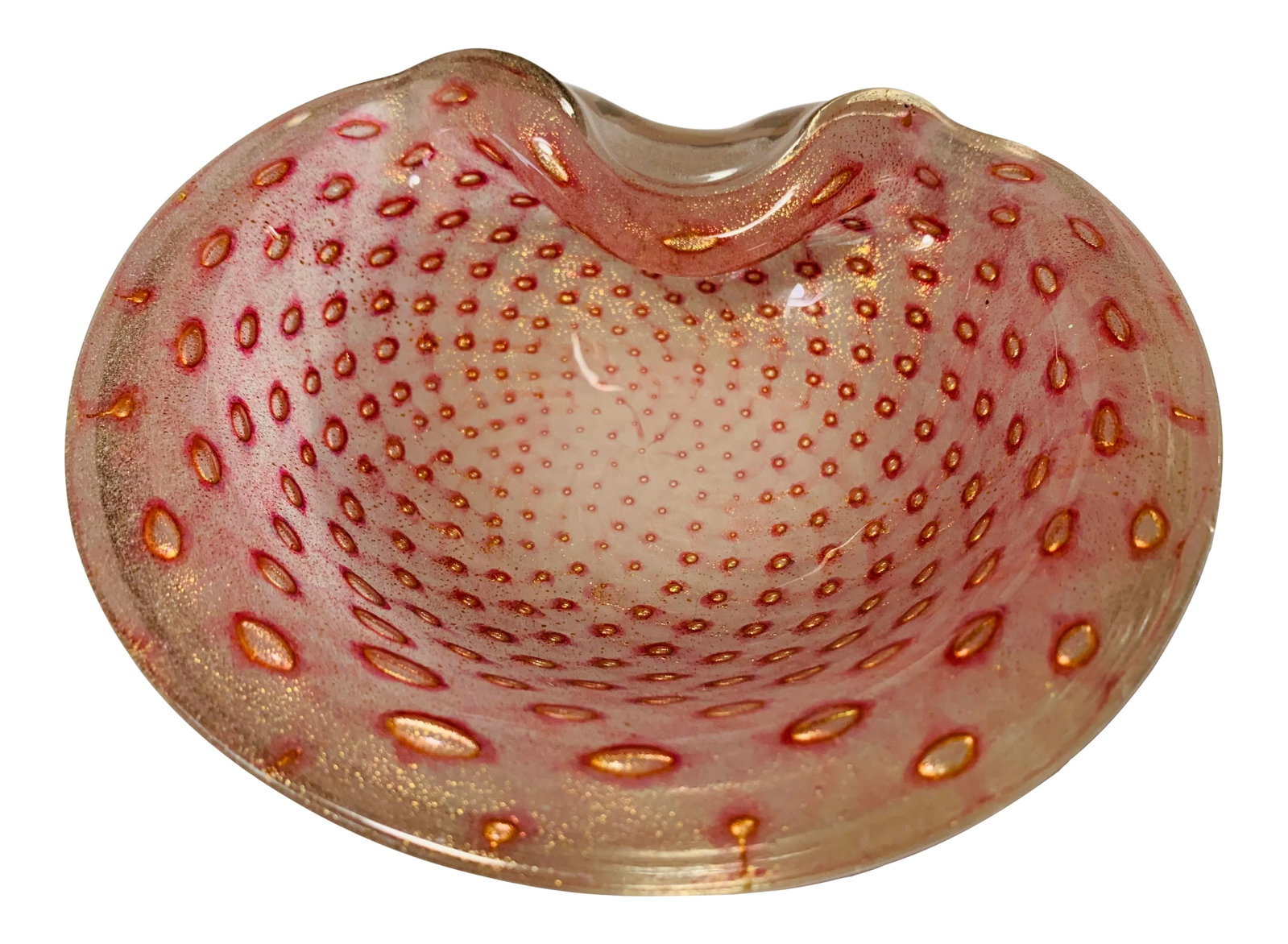 1950s Murano Bullicante Gold Fleck Art Glass Dish by Barbini for Seguso (1 of 13)