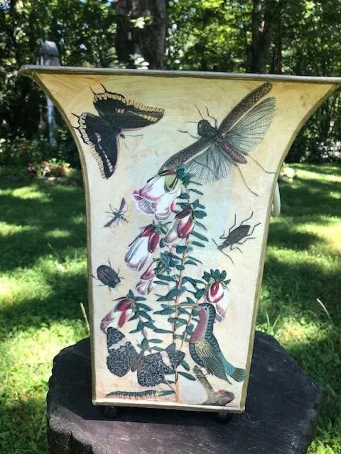 Flora and Fauna Decoupage Toleware Planter - 2