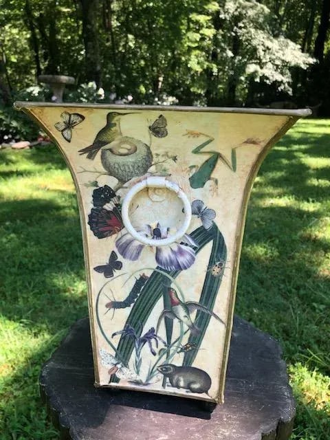 Flora and Fauna Decoupage Toleware Planter - 3