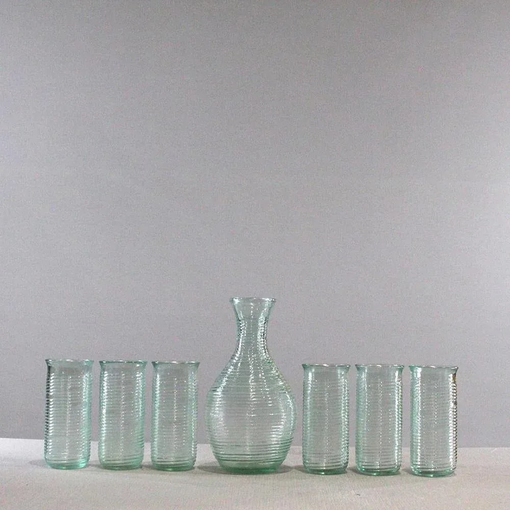 Modern Italian Venician Green Glass Decanter and Glasses - Set of 7 - 6