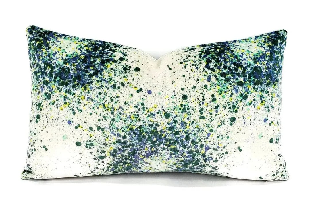 Highland Court Bellatrix in Aegean Lumbar Pillow Cover - 12" X 20" Green, Blue, Yellow and White Spl - 5