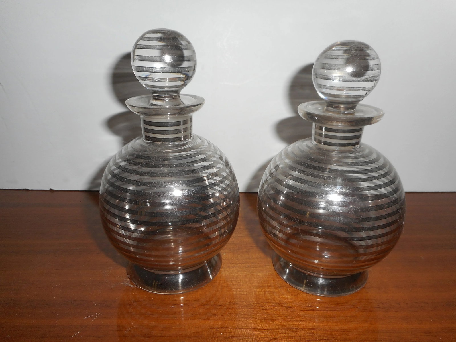 Sterling Silver Overlay Perfume Bottles - Pair - 2